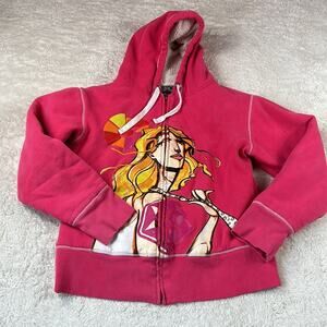 Sessions Outerwear pink graphic zip up snowboarders hoodie, size L